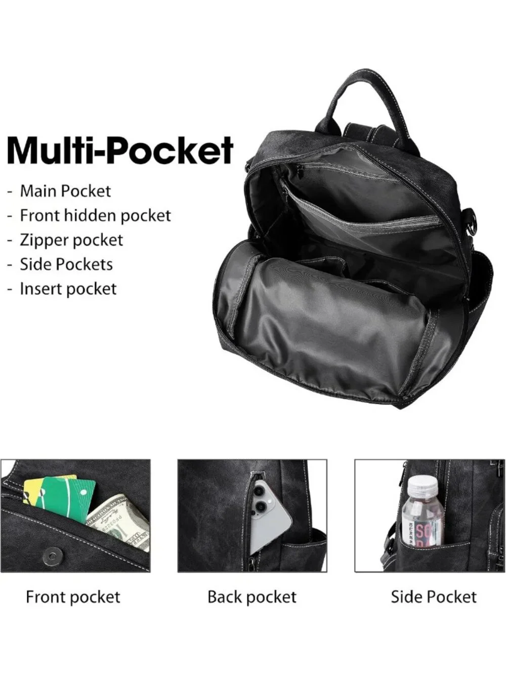 Stylish PU Leather Backpack Purse for Women - Small Travel Handbag & Shoulder